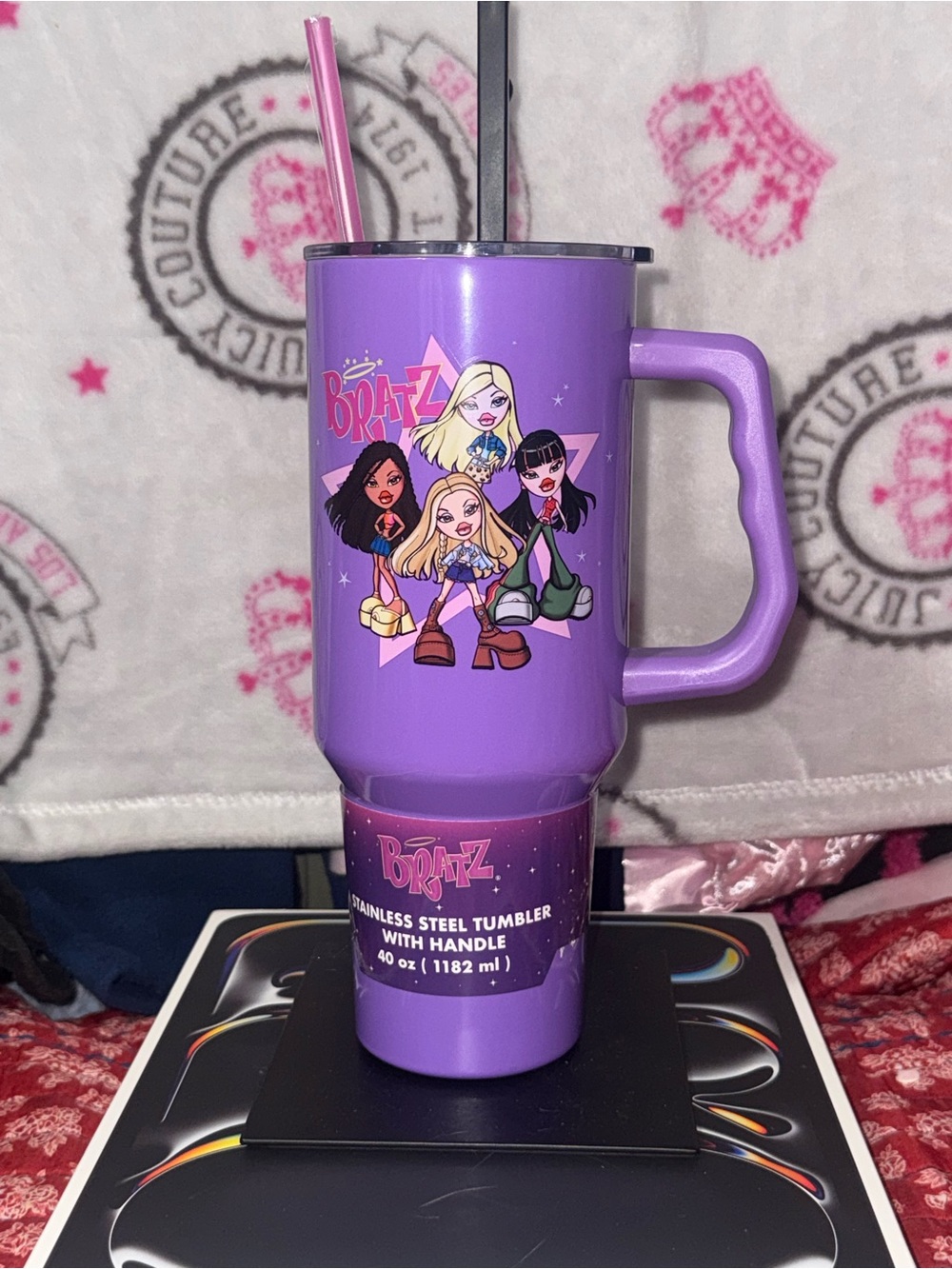 Bratz 40 oz Purple Stainless Steel Tumbler with Handle & Straw